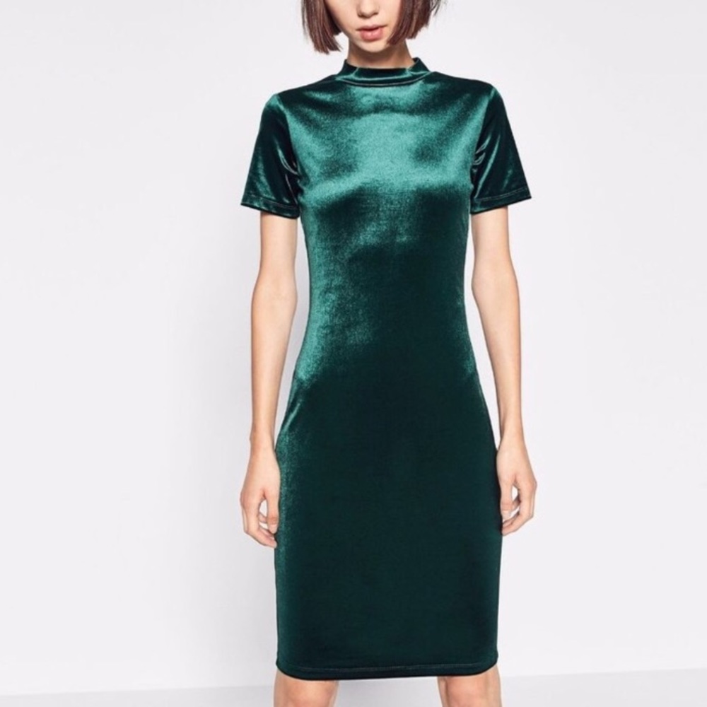 Zara Green Velvet Dress